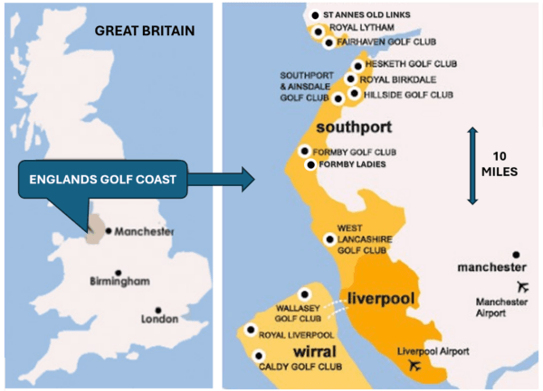 Englands Golf Coast map